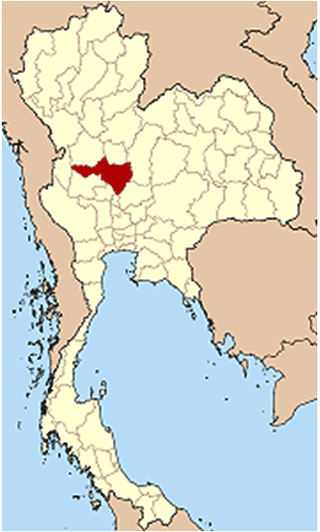 Map of Thailand showing the location of Nakhon Sawan province.